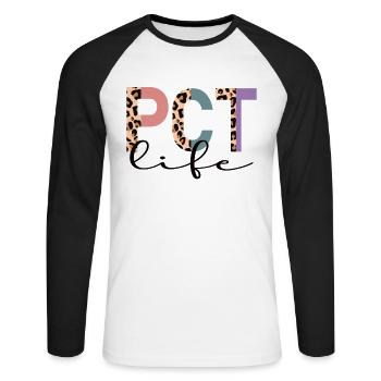 Patientenversorgungstechniker PCT Pflegetechniker - Unisex Baseballshirt langarm - Weiß/Schwarz - Vorne - Nik (191cm)