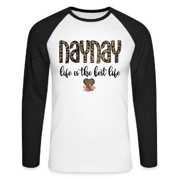 Naynay Oma Muttertag Naynay Geschenk Großmutter - Unisex Baseballshirt langarm - Weiß/Schwarz - Vorne - Nik (191cm)