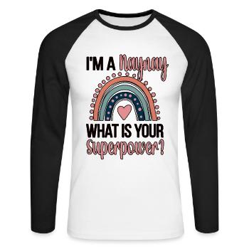 Naynay Oma Muttertagsgeschenk Naynay Großmutter - Unisex Baseballshirt langarm - Weiß/Schwarz - Vorne - Nik (191cm)