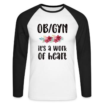 Obstetrics Gynecology OB GYN Nurse - Unisex Long Sleeve Baseball T-Shirt - white/black - Front - Nik (191cm)