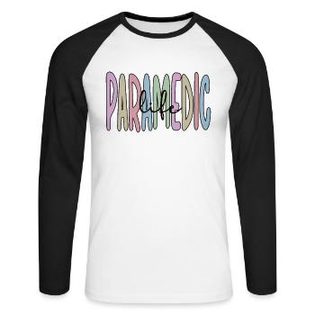 Notfallsanitäter Paramedic Rettungssanitäter - Unisex Baseballshirt langarm - Weiß/Schwarz - Vorne - Nik (191cm)