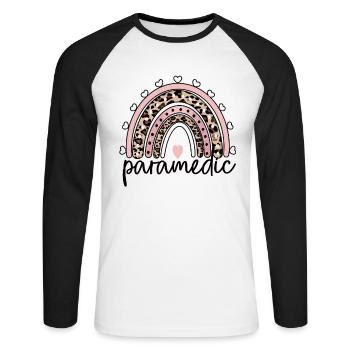 Notfallsanitäter Paramedic Rettungssanitäter - Unisex Baseballshirt langarm - Weiß/Schwarz - Vorne - Nik (191cm)