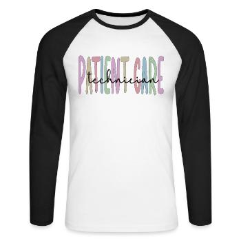 Techniker der Patientenversorgung Pflegetechniker - Unisex Baseballshirt langarm - Weiß/Schwarz - Vorne - Nik (191cm)