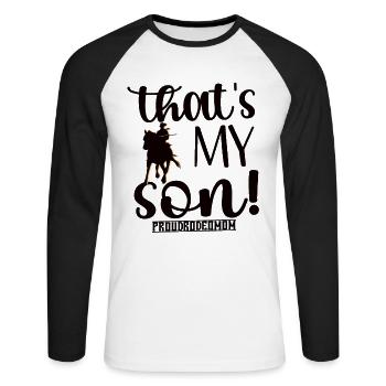 Cadeau de maman fière de Rodeo Rodeo Rider - T-shirt baseball manches longues Homme - blanc/noir - Devant - Nik (191cm)
