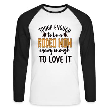 Rodeo Mom Meilleur cadeau de maman Rodeo Rider - T-shirt baseball manches longues Homme - blanc/noir - Devant - Nik (191cm)