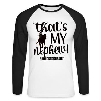 Fier rodéo tante Rodeo Rider tante cadeau - T-shirt baseball manches longues Homme - blanc/noir - Devant - Nik (191cm)