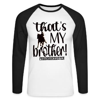 Fière sœur de rodéo Rodeo Rider Sister - T-shirt baseball manches longues Homme - blanc/noir - Devant - Nik (191cm)