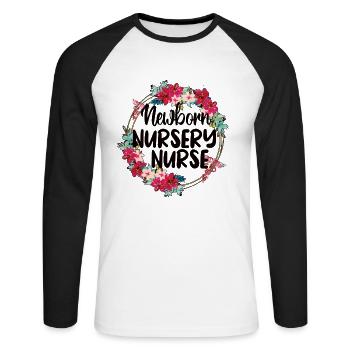 Best Neonatal Nurse Gift - Unisex Long Sleeve Baseball T-Shirt - white/black - Front - Nik (191cm)