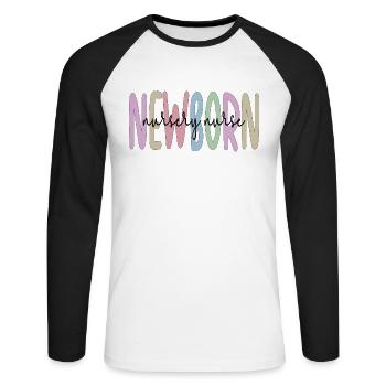 Best Neonatal Nurse Gift - Unisex Long Sleeve Baseball T-Shirt - white/black - Front - Nik (191cm)