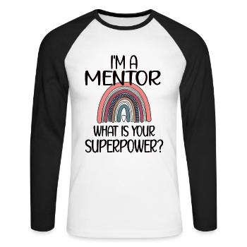 Persönlicher Mentor Bester Mentor Wertschätzung - Unisex Baseballshirt langarm - Weiß/Schwarz - Vorne - Nik (191cm)