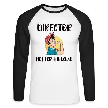 Stolzer Direktor Wertschätzung Direktor Geschenk - Unisex Baseballshirt langarm - Weiß/Schwarz - Vorne - Nik (191cm)