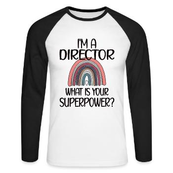 Stolzer Direktor Geschenk Direktor Wertschätzung - Unisex Baseballshirt langarm - Weiß/Schwarz - Vorne - Nik (191cm)
