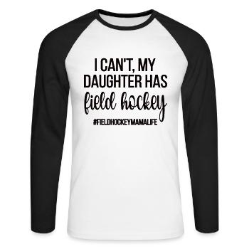 Stolze Feldhockey-Mutter Feldhockeyspieler Mama - Unisex Baseballshirt langarm - Weiß/Schwarz - Vorne - Nik (191cm)