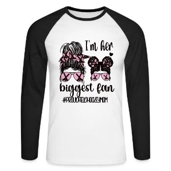 Stolze Feldhockey-Mutter Feldhockeyspieler Mama - Unisex Baseballshirt langarm - Weiß/Schwarz - Vorne - Nik (191cm)