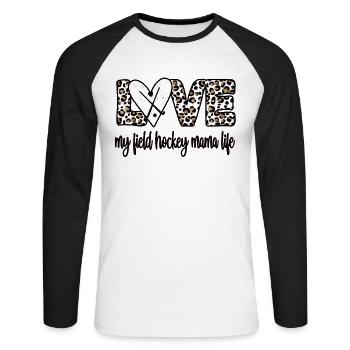 Best Field Hockey Mother Field Hockey Player Mama - Unisex Long Sleeve Baseball T-Shirt - white/black - Front - Nik (191cm)