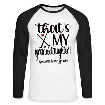 Proud Field Hockey Grandmother Field Hockey Player Grandma - Unisex Long Sleeve Baseball T-Shirt - white/black - Front - Nik (191cm)