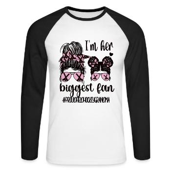 Proud Field Hockey Grandmother Field Hockey Player Grandma - Unisex Long Sleeve Baseball T-Shirt - white/black - Front - Nik (191cm)