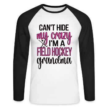 Hockey sur gazon Grand-mère d’une grand-mère joueuse de hockey sur gazon - T-shirt baseball manches longues Homme - blanc/noir - Devant - Nik (191cm)