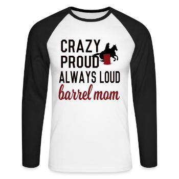 Barrel Racing Mère Cadeau Barrel Racing Mama - T-shirt baseball manches longues Homme - blanc/noir - Devant - Nik (191cm)