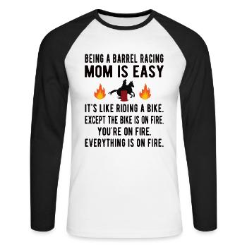Barrel Racing Mère Barrel Racing Mama Cadeau - T-shirt baseball manches longues Homme - blanc/noir - Devant - Nik (191cm)