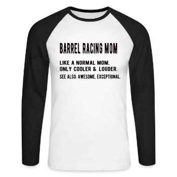 Meilleur Barrel Racing Mère Barrel Racer Mama Cadeau - T-shirt baseball manches longues Homme - blanc/noir - Devant - Nik (191cm)