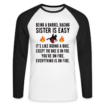 Barrel Racing Sister Meilleure sœur Barrel Racing - T-shirt baseball manches longues Homme - blanc/noir - Devant - Nik (191cm)