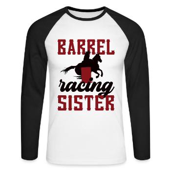 Barrel Racing Sister Meilleure sœur Barrel Racing - T-shirt baseball manches longues Homme - blanc/noir - Devant - Nik (191cm)