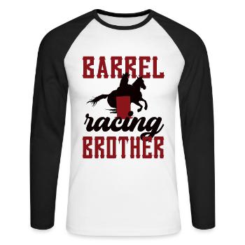 Barrel Racing Brother Cadeau Barrel Racing Brother - T-shirt baseball manches longues Homme - blanc/noir - Devant - Nik (191cm)