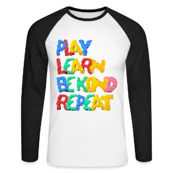 Jouer Apprendre à être gentil Répéter Anti Intimidation Wavy - T-shirt baseball manches longues Homme - blanc/noir - Devant - Nik (191cm)