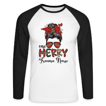 Trauma Nurse Christmas Trauma Nursing Xmas Gifts - Unisex Baseballshirt langarm - Weiß/Schwarz - Vorne - Nik (191cm)