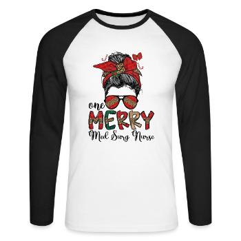 Med Surg Nurse Christmas Medical-Surgical Nurse - Unisex Long Sleeve Baseball T-Shirt - white/black - Front - Nik (191cm)