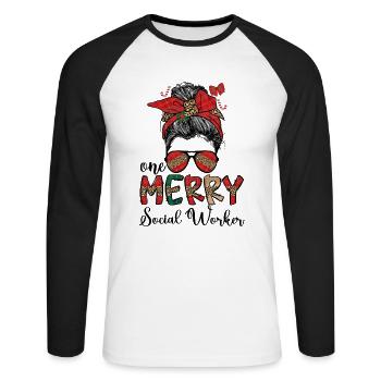 Social Worker Christmas Social Workers Xmas Gifts - Unisex Baseballshirt langarm - Weiß/Schwarz - Vorne - Nik (191cm)