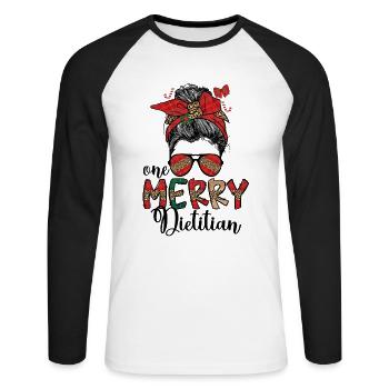 Diététiste Noël Diététiste Etudiant Cadeaux de Noël - T-shirt baseball manches longues Homme - blanc/noir - Devant - Nik (191cm)