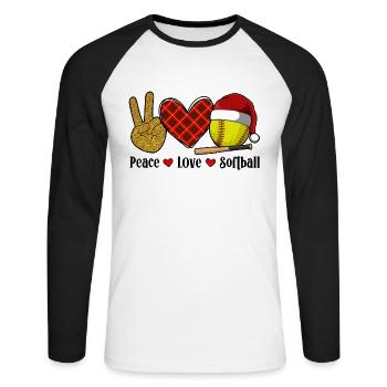 Softball Christmas Softball Player Xmas Party Gift - Unisex Baseballshirt langarm - Weiß/Schwarz - Vorne - Nik (191cm)