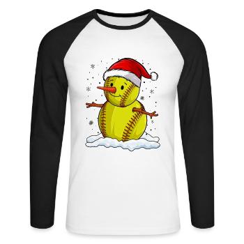Softball Christmas Softball Player Xmas Party Gift - Unisex Baseballshirt langarm - Weiß/Schwarz - Vorne - Nik (191cm)