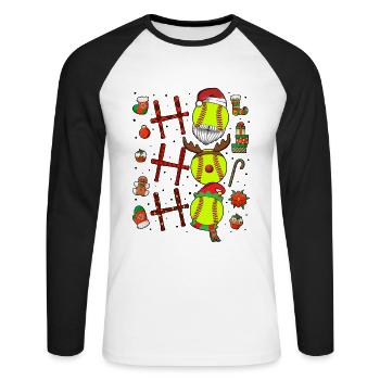 Softball Christmas Softball Player Xmas Party Gift - Unisex Baseballshirt langarm - Weiß/Schwarz - Vorne - Nik (191cm)