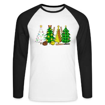 Softball Christmas Softball Player Xmas Party Gift - Unisex Baseballshirt langarm - Weiß/Schwarz - Vorne - Nik (191cm)