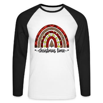 Softball Christmas Gifts Softball Player Xmas - Unisex Baseballshirt langarm - Weiß/Schwarz - Vorne - Nik (191cm)