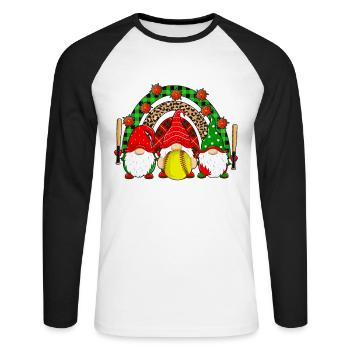 Softball Christmas Gifts Softball Player Xmas - Unisex Baseballshirt langarm - Weiß/Schwarz - Vorne - Nik (191cm)