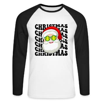 Softball Xmas Softball Player Christmas Gift - Unisex Baseballshirt langarm - Weiß/Schwarz - Vorne - Nik (191cm)