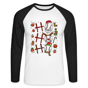 Baseball Christmas Baseball Player Xmas Party - Unisex Baseballshirt langarm - Weiß/Schwarz - Vorne - Nik (191cm)