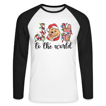Golden Retriever Christmas Golden Dog Gift - Unisex Long Sleeve Baseball T-Shirt - white/black - Front - Nik (191cm)