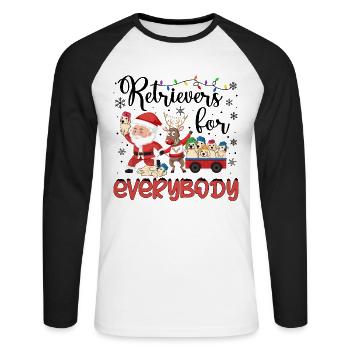 Golden Retriever Christmas Golden Dog Xmas Gifts - Unisex Long Sleeve Baseball T-Shirt - white/black - Front - Nik (191cm)