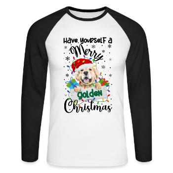Golden Retriever Christmas Golden Dog Xmas Gifts - Unisex Long Sleeve Baseball T-Shirt - white/black - Front - Nik (191cm)