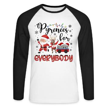 Great Pyrenees Weihnacht Goldener Hunde Geschenk - Unisex Baseballshirt langarm - Weiß/Schwarz - Vorne - Nik (191cm)
