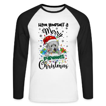 Great Pyrenees Weihnacht Goldener Hunde Geschenk - Unisex Baseballshirt langarm - Weiß/Schwarz - Vorne - Nik (191cm)