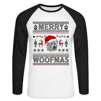 Great Pyrenees Weihnacht Goldener Hunde Geschenk - Unisex Baseballshirt langarm - Weiß/Schwarz - Vorne - Nik (191cm)