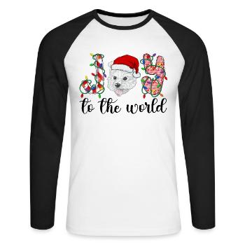 Westie Christmas Golden Dog Gift - Unisex Long Sleeve Baseball T-Shirt - white/black - Front - Nik (191cm)