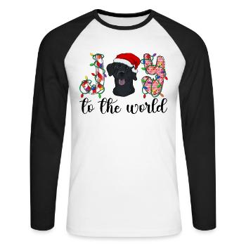 Cadeau de chien d’or de Noël Labrador - T-shirt baseball manches longues Homme - blanc/noir - Devant - Nik (191cm)