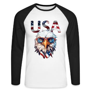 USA America Eagle American Independence Day - Unisex Long Sleeve Baseball T-Shirt - white/black - Front - Nik (191cm)